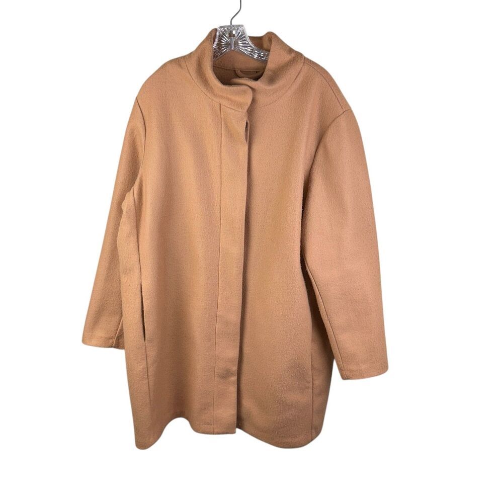 Old Navy Womens Overcoat Size 2XL Long Brown Tunnel Neck Career Coat‎ Jacket